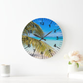 Palm Trees Beach Theme Wall Clock Große Wanduhr (Zuhause)