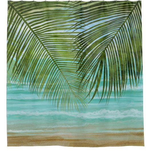 Palm Trees Beach Tropical Duschvorhang (Vorderseite)