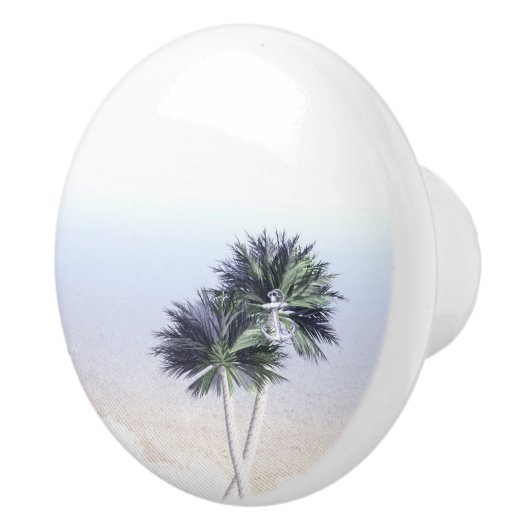 Palm Trees Beach Tropical Nautical Anchor Keramikknauf (Rechts)