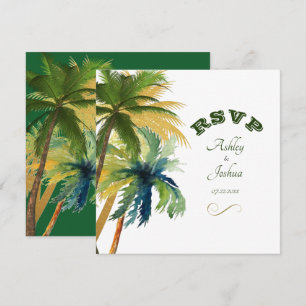 Palm Trees Beach Wedding RSVP Card