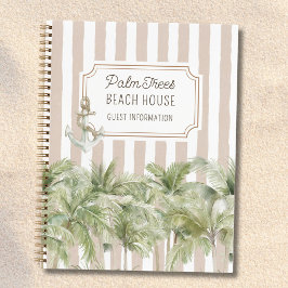Palm Trees Beige Beach House Gäestbook Notizblock