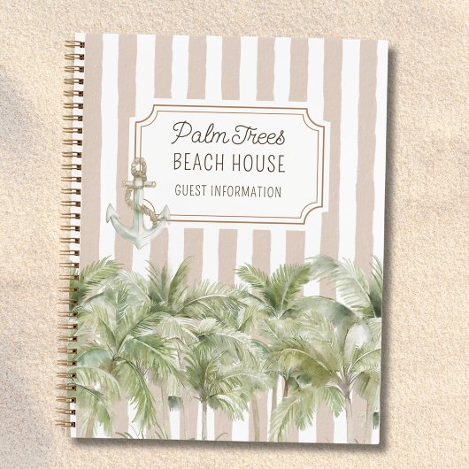 Palm Trees Beige Beach House Gäestbook Notizblock