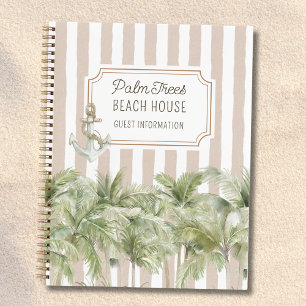 Palm Trees Beige Strandhaus Gästebuch Notizblock