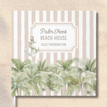Palm Trees Beige Stripes Beach House