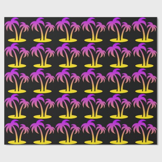 Palm Trees Black Wrapping Paper Geschenkpapier (Flach)
