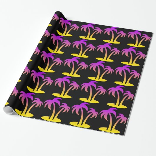 Palm Trees Black Wrapping Paper Geschenkpapier (Ungerollt)