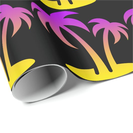 Palm Trees Black Wrapping Paper Geschenkpapier (Rolleneckpunkt)