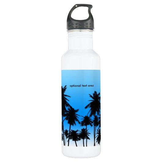Palm Trees Blue Beach Tropical Theme Edelstahlflasche (Vorderseite)