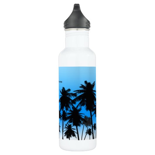 Palm Trees Blue Beach Tropical Theme Edelstahlflasche (Rechts)