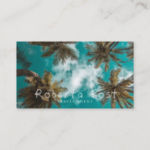 Palm Trees Blue Travel Agent Business Card Visitenkarte