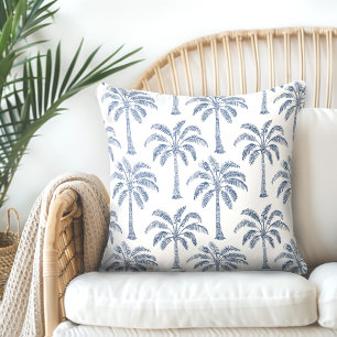 Palm Trees Blue White Throw Kissen - Doppelseitig
