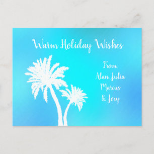 Palm Trees Bright Aqua Warme Weihnachtswünsche Postkarte