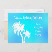 Palm Trees Bright Aqua Warme Weihnachtswünsche Postkarte (Vorne/Hinten)