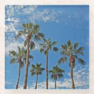 Palm Trees Brilliant Blue Sky Foto Tropical Glasuntersetzer