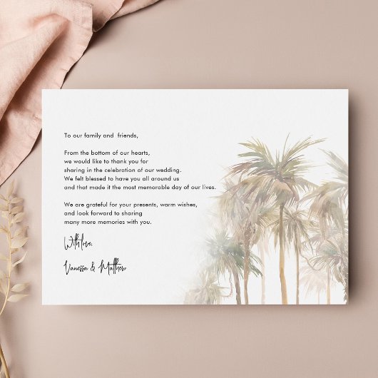 Palm Trees Budget Handschrift Hochzeit Danke
