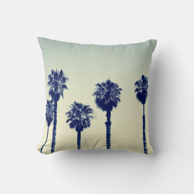 Palm Trees California Retro Throw Kissen (Vorderseite)