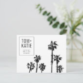 Palm Trees California Wedding Save the Date Postkarte (Stehend Vorderseite)