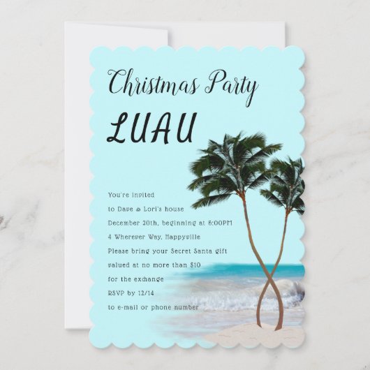 Palm Trees Christmas Luau Party Einladung (Vorderseite)