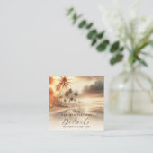Palm Trees Coastal Beach Sunrise Registry QR Code Quadratische Visitenkarte (Stehend Vorderseite)