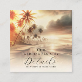 Palm Trees Coastal Beach Sunrise Registry QR Code Quadratische Visitenkarte