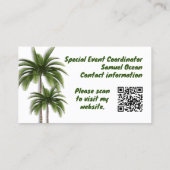 Palm Trees Double Sided QR Code Business Cards Telefonnummerkarte (Rückseite)