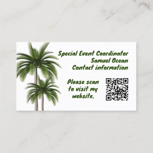 Palm Trees Double Sided QR Code Business Cards Telefonnummerkarte (Rückseite)