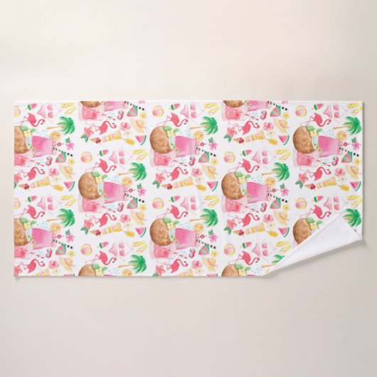 Palm Trees & Flamingos Beach Lover Badehandtuch (Badehandtuch)