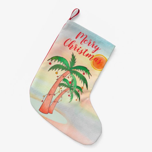 Palm Trees Frohe Weihnachten Strumpf Kleiner Weihnachtsstrumpf (Vorderansicht (hängend))