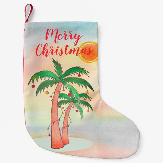 Palm Trees Frohe Weihnachten Strumpf Kleiner Weihnachtsstrumpf (Vorderseite)
