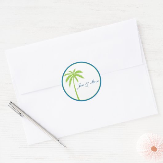 Palm Trees Gastgeschenk Hochzeit Sticker (Umschlag)