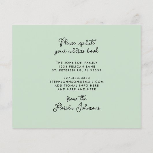 Palm Trees Handwriting New Address Card (Rückseite)