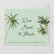Palm Trees Handwriting New Address Card