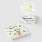 Palm Trees Happy Place Heart Glasses Black Lady Steinuntersetzer (Seitenansicht)