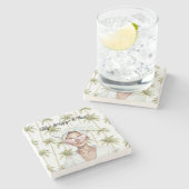 Palm Trees Happy Place Pink Heart Glasses Lady Steinuntersetzer (Seitenansicht)