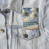 Palm Trees Hawaiian Travel Honolulu Blue Sea Button (Insitu)