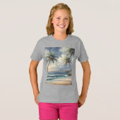 Palm Trees Hawaiian Travel Honolulu Blue Sea T-Shirt (Vorne ganz)