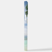 Palm Trees, Ihr Foto, Name Blue Script iPhone Hülle (Rechte Seite)