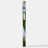 Palm Trees, Ihr Foto, Name Blue Script iPhone Hülle (Linke Seite)