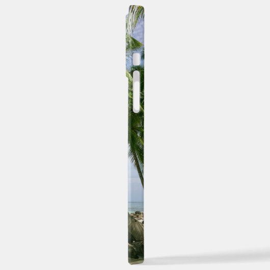 Palm Trees, Ihr Foto, Name Blue Script iPhone Hülle (Linke Seite)