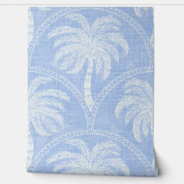 Palm Trees in Cornflower Blue Tropical Coastal Tapete