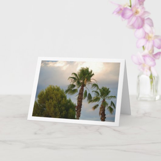Palm trees in Sunny Sky Portrait Karte (Orchidee)