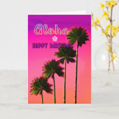 Palm Trees in the Sunset Birthday Card Karte (Gelbe Blume)