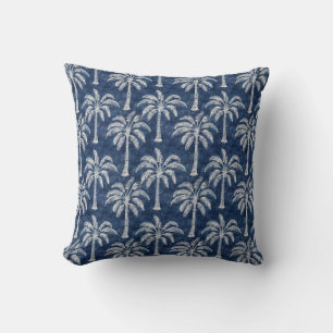 Palm Trees Indigo Blue Throw Kissen - doppelseitig