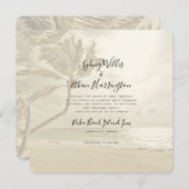 Palm Trees Island Beach Sepia Einladung Hochzeit (Vorne/Hinten)