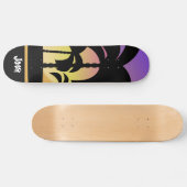 Palm Trees Lila Black Pattern Skateboard (Horizontal)