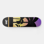 Palm Trees Lila Black Pattern Skateboard (Horizontal)