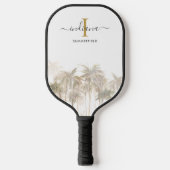Palm Trees Monogram Script Name Watercolor Pickleball Schläger (Vorderseite)