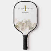 Palm Trees Monogram Script Name Watercolor Pickleball Schläger (Rückseite)