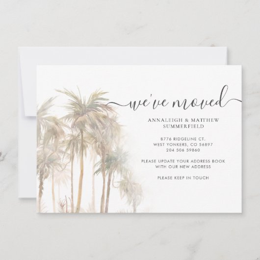 Palm Trees Moving Zuhause Ändern der Adresse Ankündigung (Vorderseite)