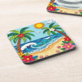 Palm Trees on the Beach  Getränkeuntersetzer (Linke Seite)